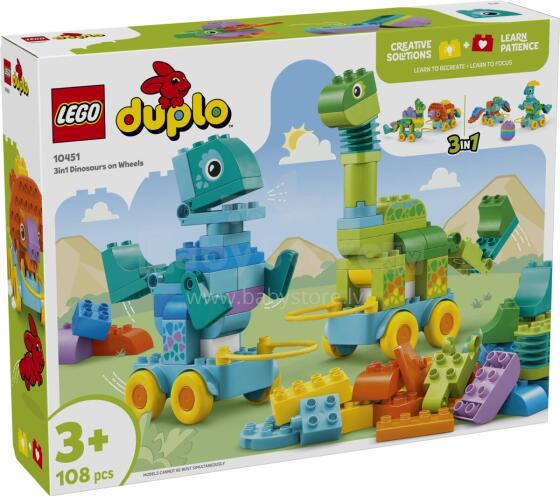 LEGO DUPLO 3in1 Dinosaurus ant ratų
