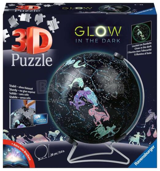 Ravensburger 3D dėlionė kamuolys šviečiantis tamsoje 180 vnt. Astrologija