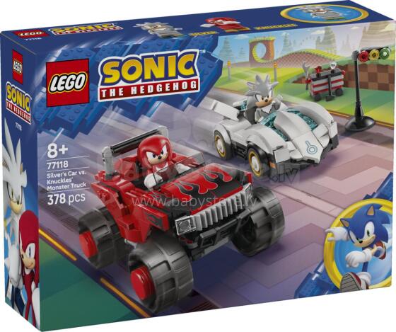 LEGO Sonic Sidabrinio automobilio ir Knuckles monstrų sunkvežimio kova