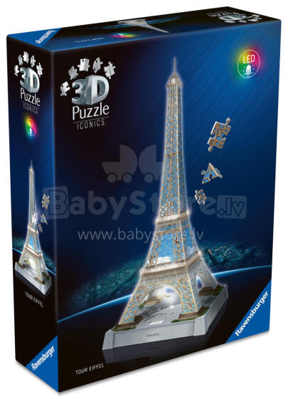 Ravensburger 3D Dėlionė su LED Šviesa: Eifelio Bokštas