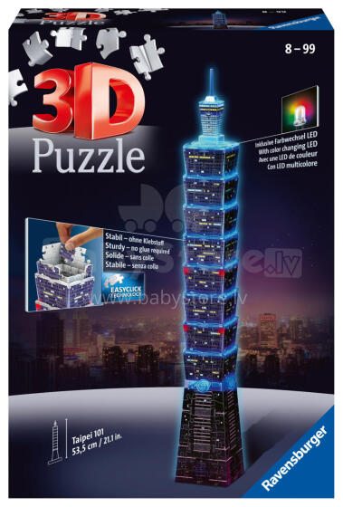 Ravensburger 3D Dėlionė Taipėjaus Bokštas, Naktinė Versija