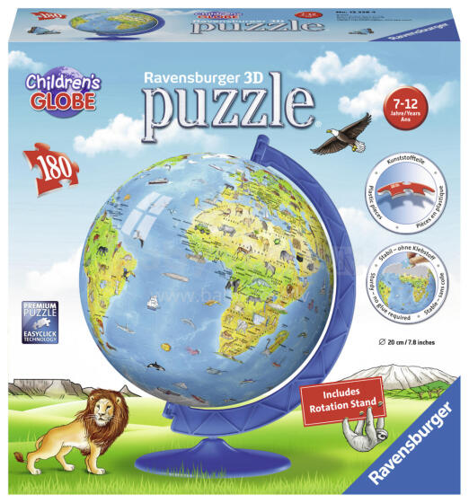 Ravensburger 3D dėlionė kamuolys 180 vnt. vaikų žemėlapis