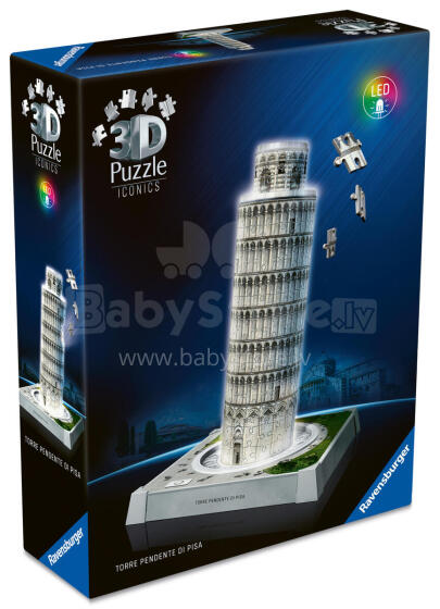 Ravensburger 3D Dėlionė su LED Šviesa: Pizos Bokštas