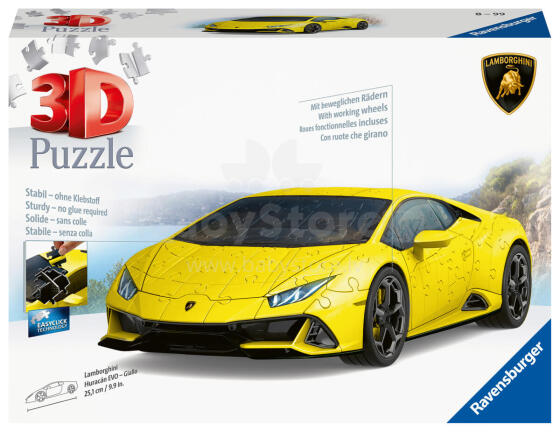 Ravensburger 3D dėlionė Lamborghini Huracan EVO Giallo