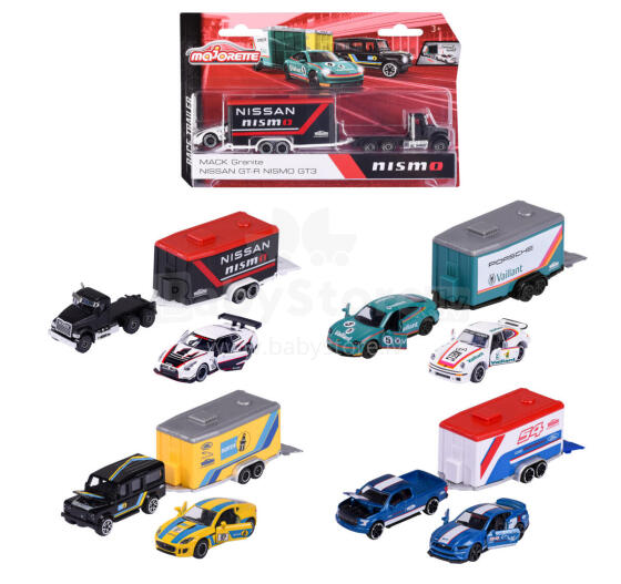 Majorette lenktynių automobilis + priekaba