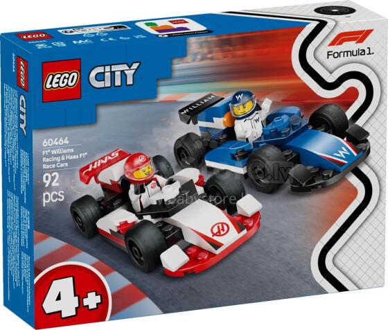 LEGO City F1 Williams Racing ir Haas F1 lenktynių automobiliai