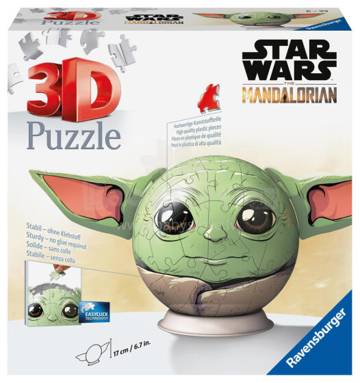 Ravensburger 3D dėlionė kamuolys 72 vnt Star Wars Mandalorian Grogu