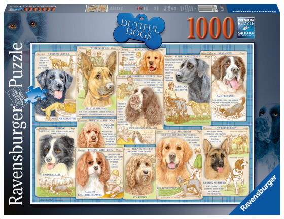 Ravensburger dėlionė 1000 vnt. Paklusnūs šunys