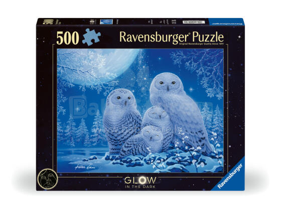 Ravensburger švytintis dėlionė 500 dalių: Pelėdos mėnesienoje