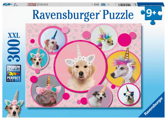 Ravensburger dėlionė 300 vnt. Vienaragiai ir šunys