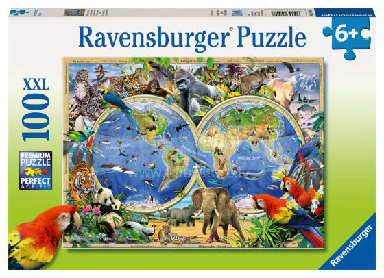 Ravensburger dėlionė 100 vnt. Pasaulio gyvūnai