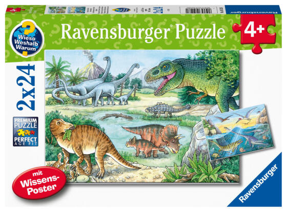 Ravensburger dėlionė 2x24 vnt Dinosaurus