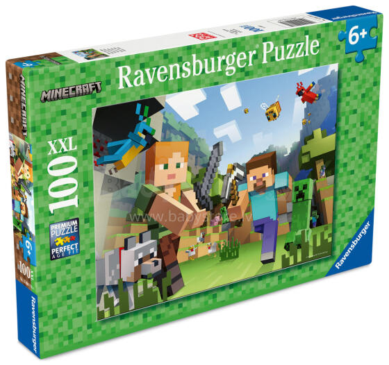 Ravensburger dėlionė 100 dalių: Minecraft Steve ir Alex