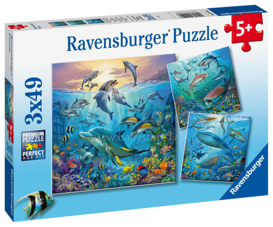 Ravensburger dėlionė 3x49 vnt. Vandenyno gyvybė