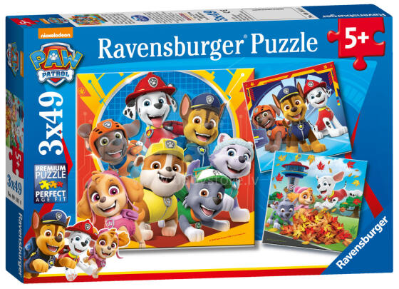 Ravensburger dėlionė 3x49 vnt. Paw Patrol šuniukai