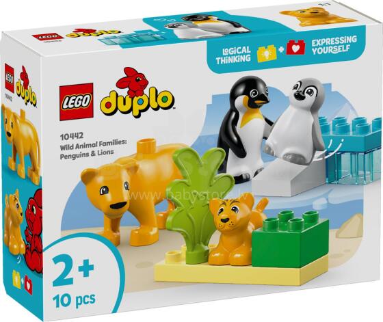 LEGO DUPLO laukinių gyvūnų šeimos: pingvinai ir liūtai