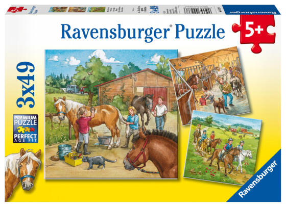 Ravensburger dėlionė 3x49 vnt. Diena su arkliais
