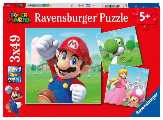 Ravensburger dėlionė 3x49 vnt Super Mario