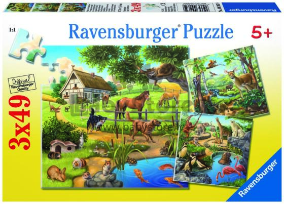Ravensburger dėlionė 3x49 vnt. Gyvūnai
