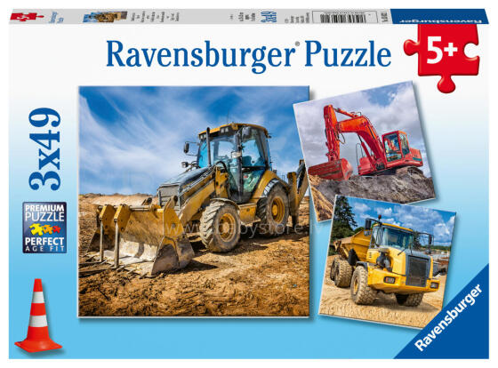 Ravensburger dėlionė 3x49 vnt. Ekskavatorius darbe!