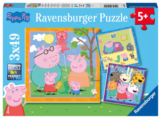 Ravensburger dėlionė 3x49 vnt Peppa Pig