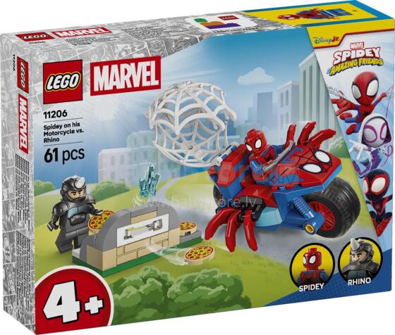 LEGO Spidey ant savo motociklo prieš Rhino