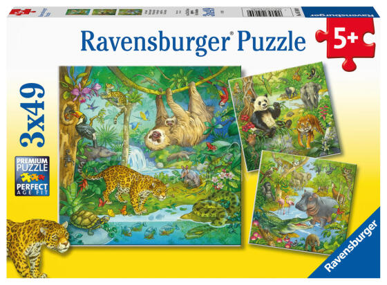 Ravensburger dėlionė 3x49 vnt. Džiunglių linksmybės