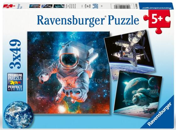 Ravensburger dėlionė 3x49 vnt. Kosmosas