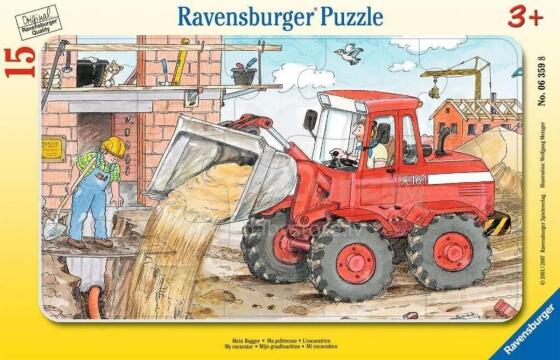 Ravensburger mažas rėmelis dėlionė 15 vnt. Mano ekskavatorius