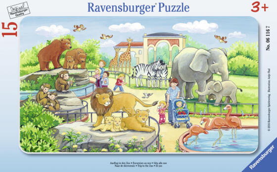 Ravensburger rėmelio dėlionė 15 vnt. Kelionė į zoologijos sodą