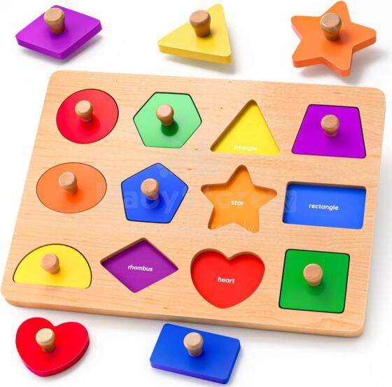SYHLN Montessori Toy Wooden Art.294586 Montessori medinė dėlionės lenta