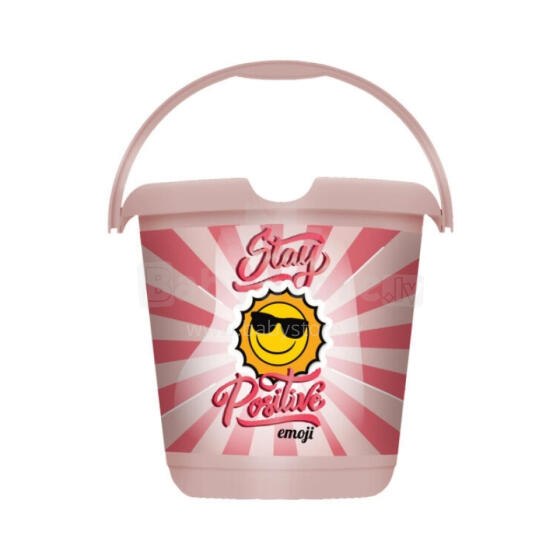 Kibirėlis dekoruotas 10 l Ilvie &bdquo;Emoji Stay Positive&ldquo; &Oslash;30x28cm rožinis