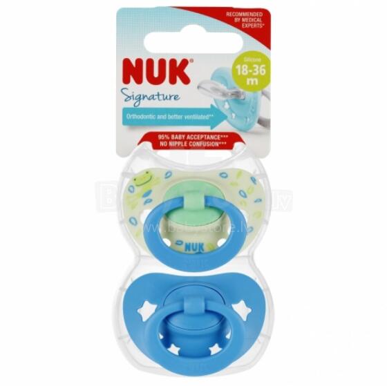 NUK 177206 Raminantis čiulptukas 2 vnt. 18-36m SIGNATURE mėlynas
