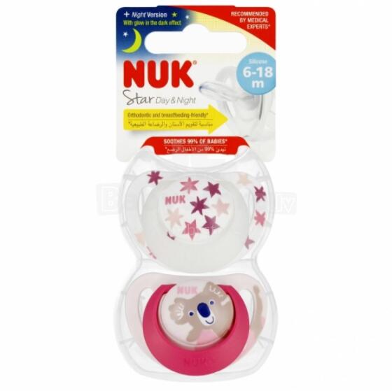 NUK 736727 Raminantis čiulptukas 2 vnt 6-18m D&N rožinė/balta