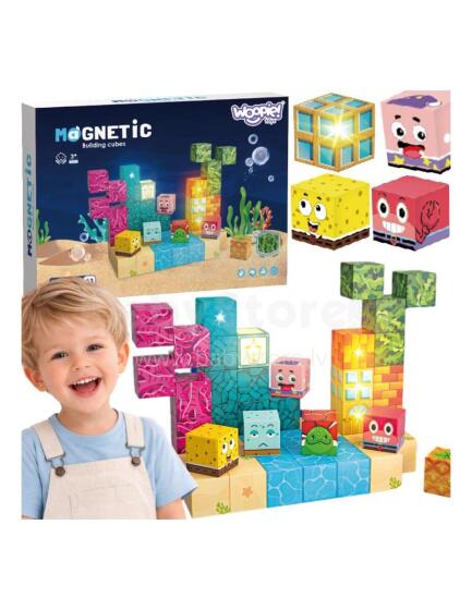 Woopie magnetiniai blokai 54 vnt. Montessori vandenyno dėlionė 3D žaidimas