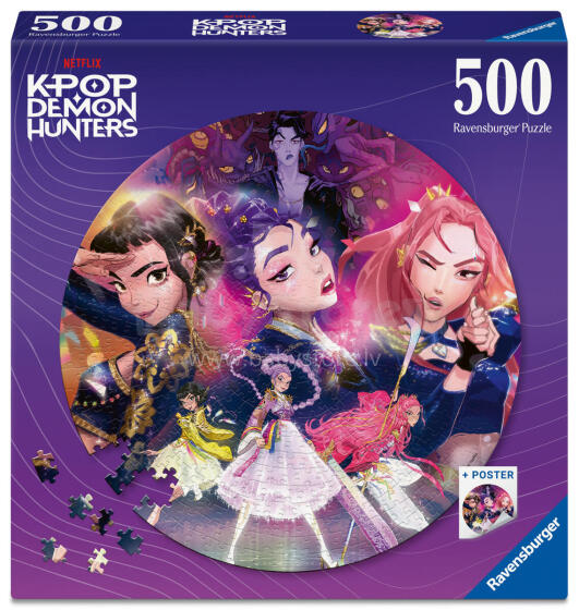 Ravensburger dėlionė 500 vnt KPop Demonų medžiotojai su plakatais: Fanams!