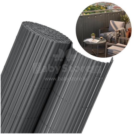 PVC uždangalas-maskavimo kilimėlis 500x160 cm balkonui, terasai, tvorai, tamsiai pilkas