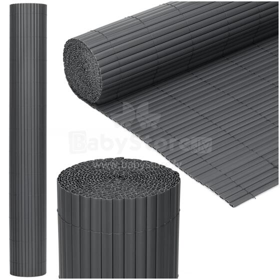 PVC danga maskuojantis 500x120 cm kilimėlis balkonui, terasai, tvorai, tamsiai pilkas