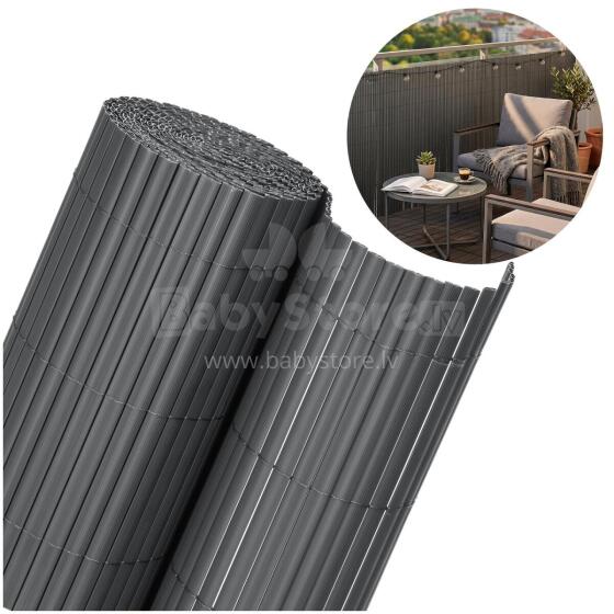 PVC uždangalas-maskavimo kilimėlis 400x100 cm balkonui, terasai, tvorai, tamsiai pilkas