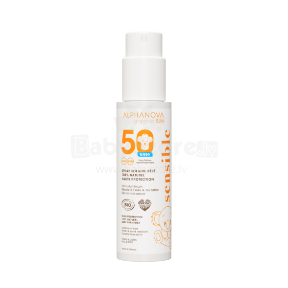 Alphanova Sun Baby Art.287564 Vaikiškas apsauginis kremas nuo saulės A, 100 % natūralus, hipoalerginis, SPF50+, 50 g.
