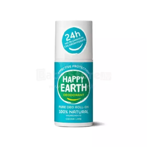 Happy Earth Roll-On Art.296504 100% looduslik värskendava laimi ja seedri lõhnaga deodorant roll-on, 75ml