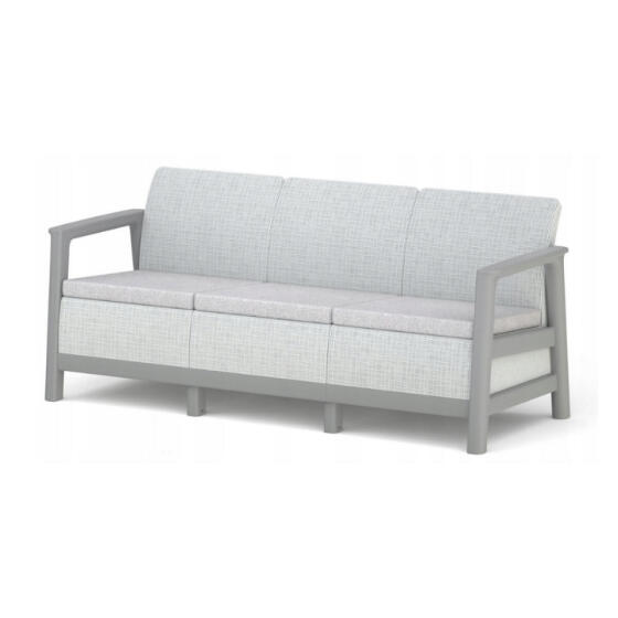 Trivietė sodo sofa &bdquo;Scandi Linea&ldquo;, šviesiai pilka/tamsiai plieno pilka