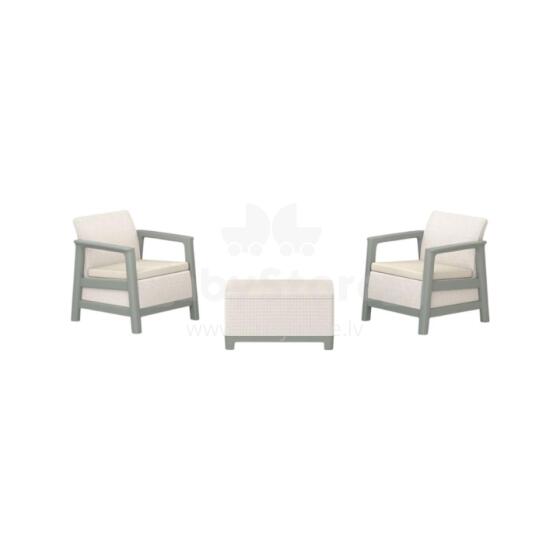 Sodo baldų komplektas Scandi Linea Balcony Set akmenukų pilkos/šalavijo žalios akmens tonas