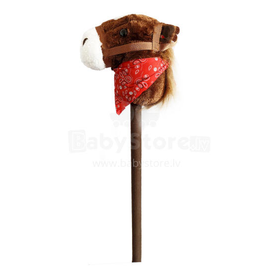 Pliušinis žaislas - 49337 - ARKLIS su GARSŲ ant LAZDOS - RUDAS - dydis 68 cm