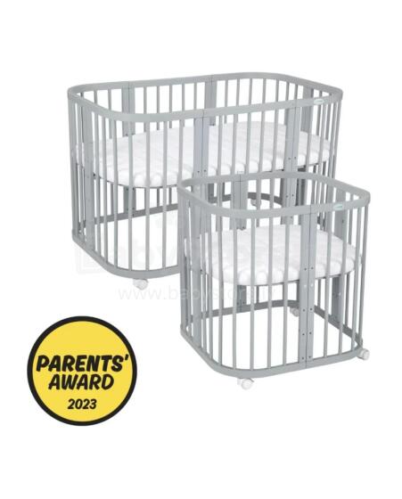 Waldin Baby Collection Bed Crib  7 in 1 Art.297433 Grey Daugiafunkcinė medinė transformuojama lovelė 7 viename