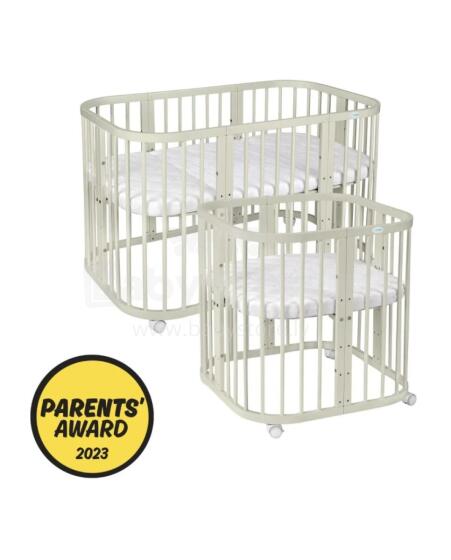 Waldin Baby Collection Bed Crib  7 in 1 Art.297434 Olive Daugiafunkcinė medinė transformuojama lovelė 7 viename