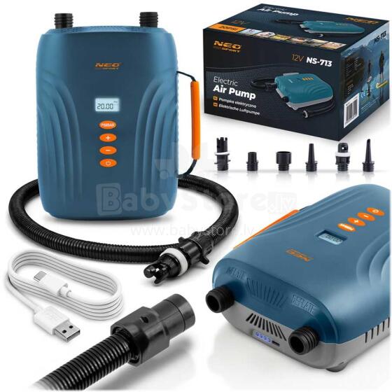 Elektrinė pompa pripučiamam SUP čiužiniui + 6 adapteriai 12V Neo-Sport NS-713