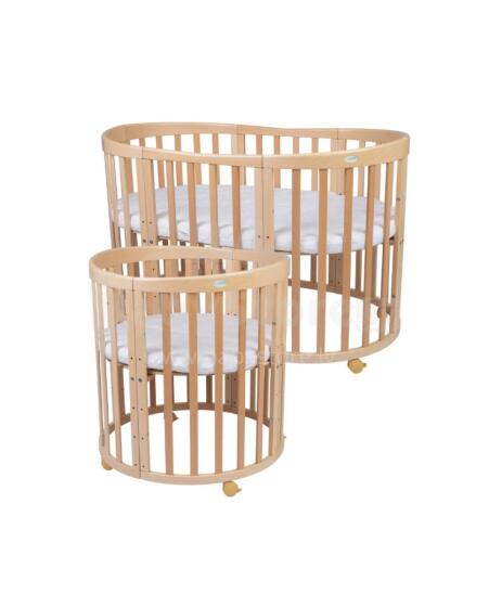 Waldin Oval Baby Collection Bed Crib  7 in 1 Art.297542 Natural Wood Multifunctional wooden 7-in-1 transforming crib