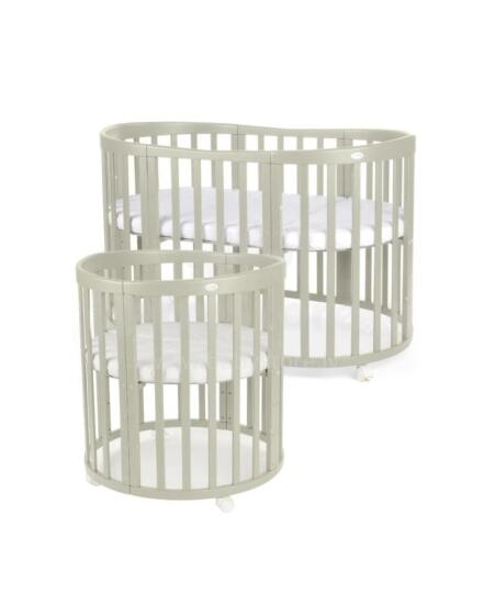 Waldin Oval Baby Collection Bed Crib  7 in 1 Art.297544 Olive Multifunctional wooden 7-in-1 transforming crib