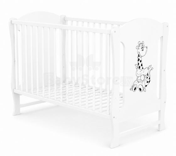 Elf Bed Zephyr Art.298040 White White Medinė kūdikio lovelė 120x60 cm